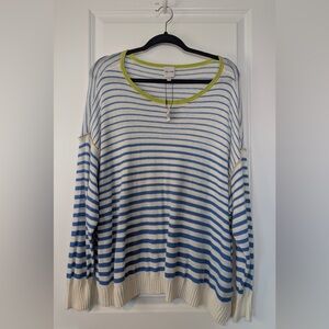 Nic+Zoe Striped Up Supersoft Sweater Blue White Stripes NWT Size 2X